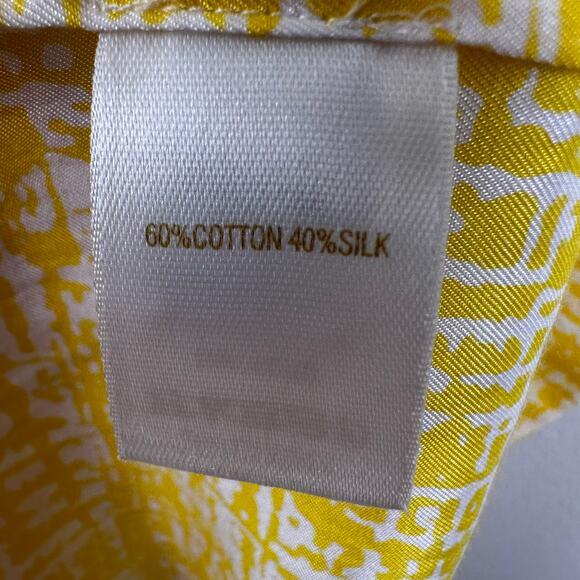 Kate Spade Maddie Silk Blouse Top Ruffled Sleeveless Geometric Preppy Yellow 8 - Picture 8 of 11